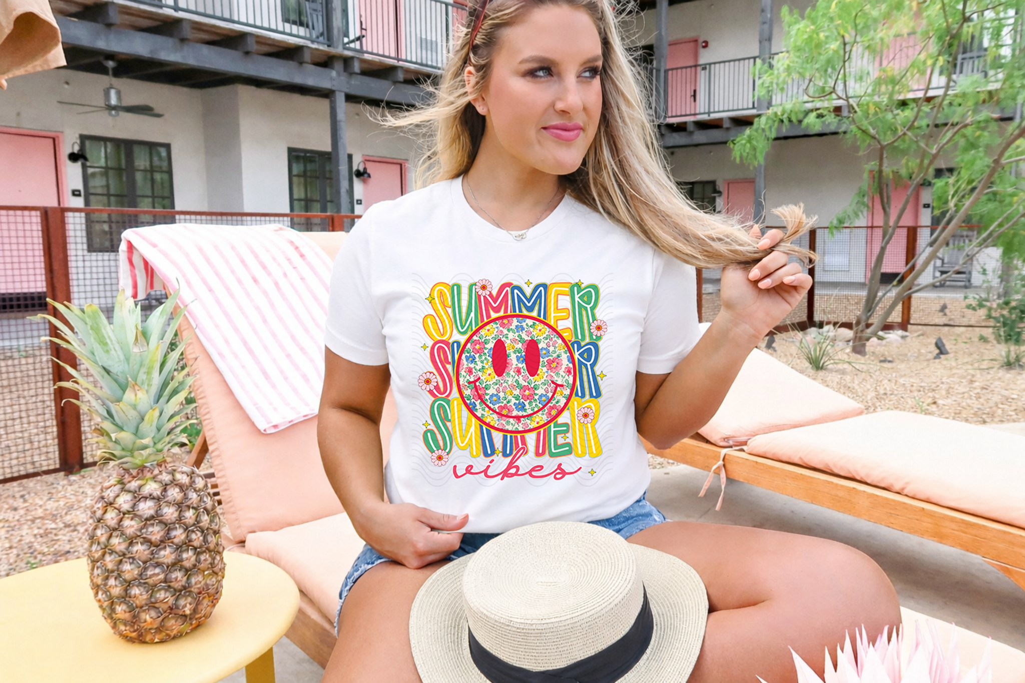 Bright Summer Vibes Floral Smiley