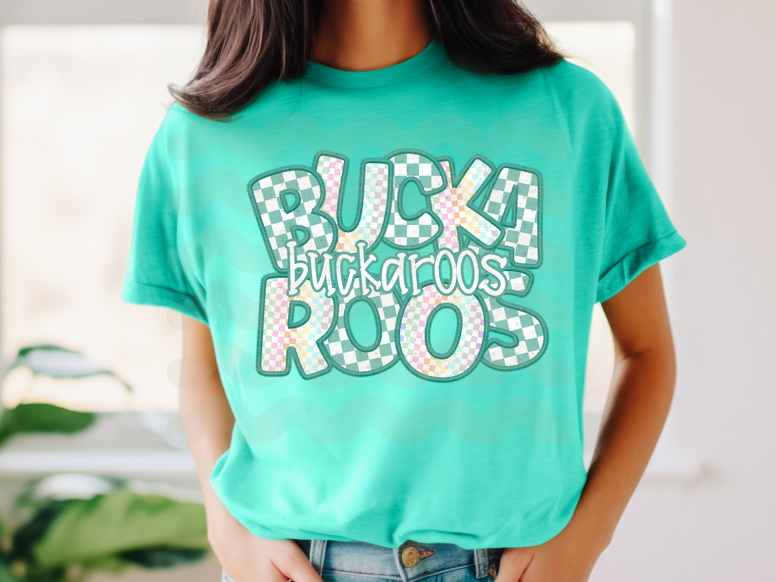 Checkered Teal Buckaroos
