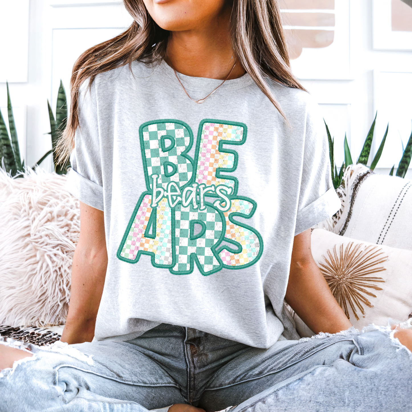 Teal Checkered Bears