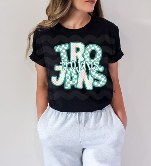 Load image 1 in gallery view. Checkered Teal Trojans