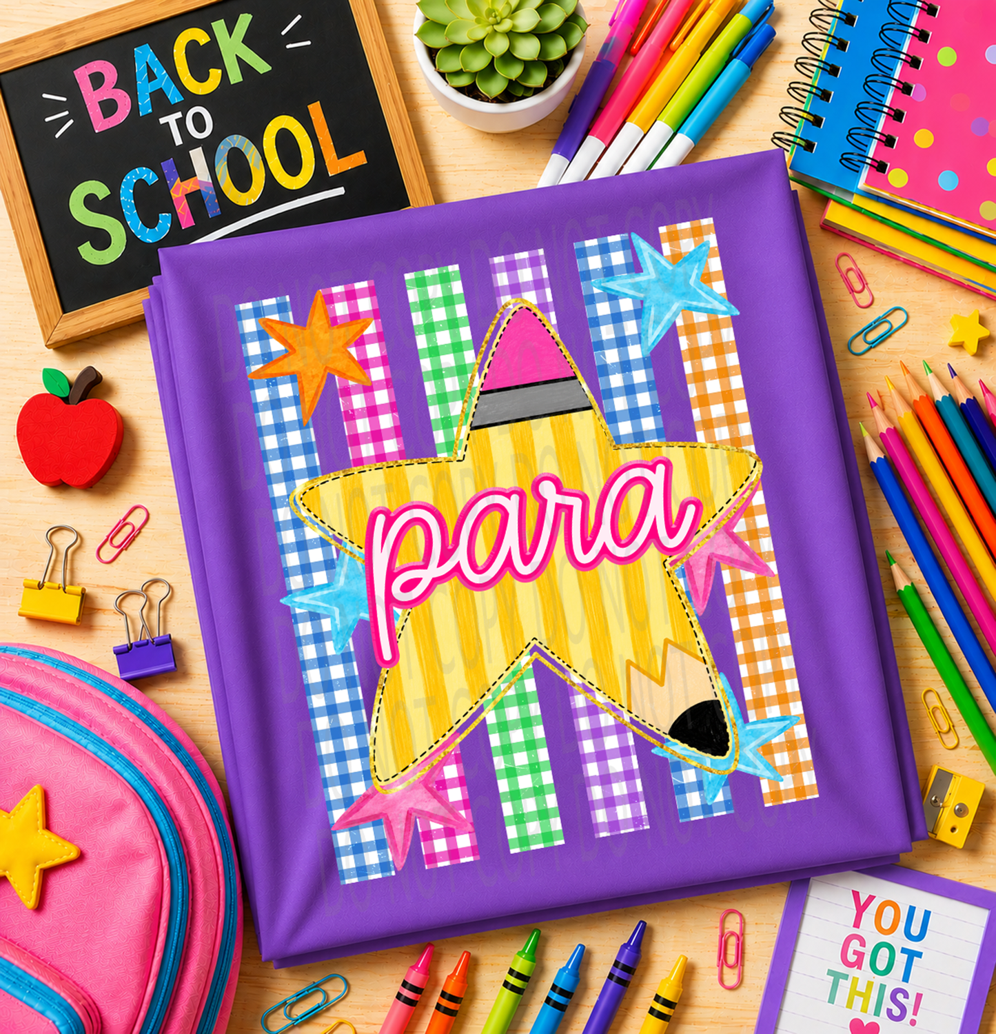 Colorful Checkered Pencil Star Staff