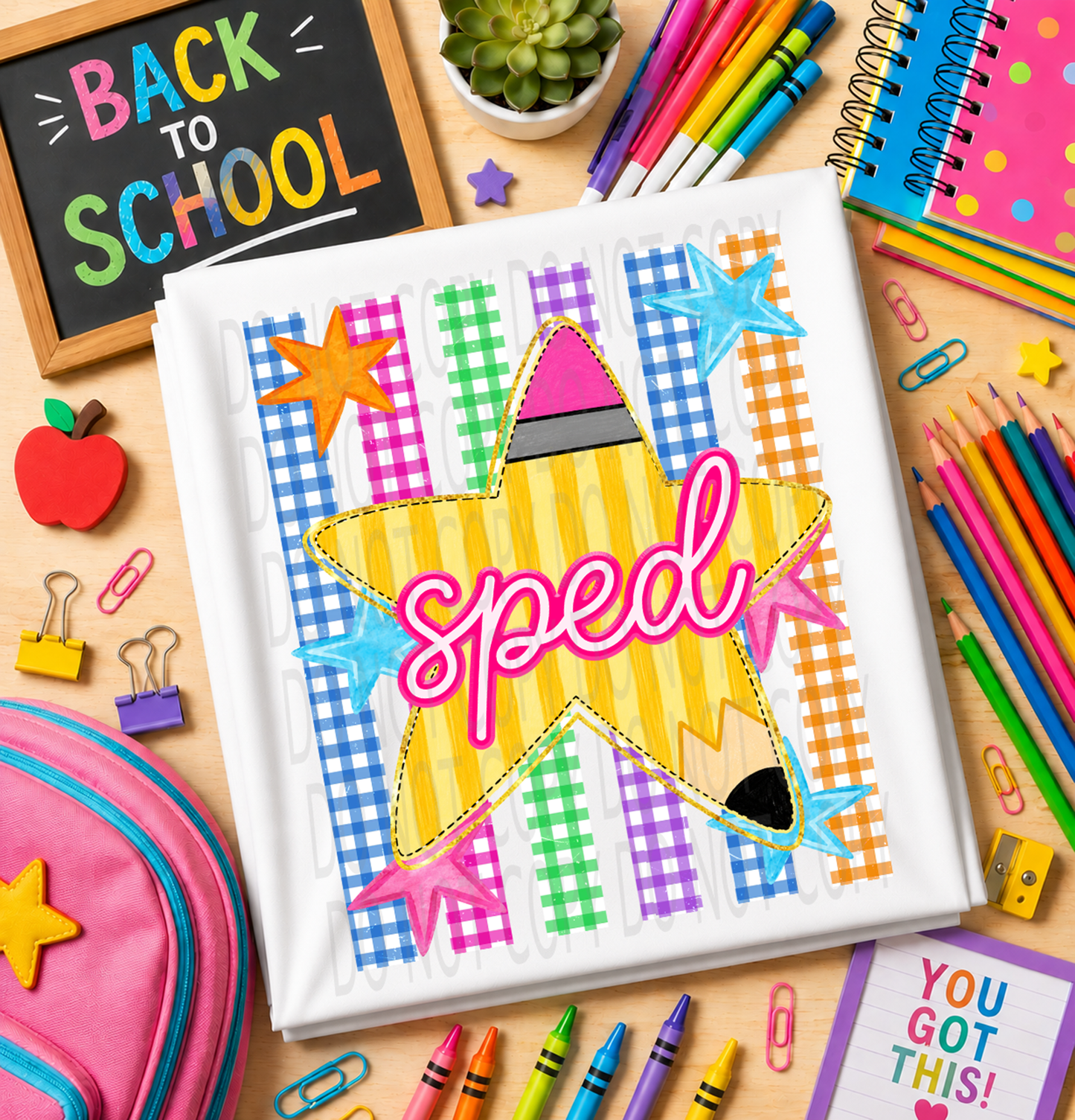 Colorful Checkered Pencil Star Staff
