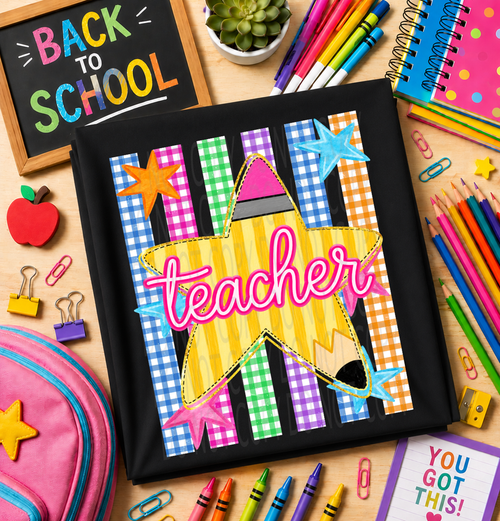 Load image 1 in gallery view. Colorful Checkered Pencil Star Staff