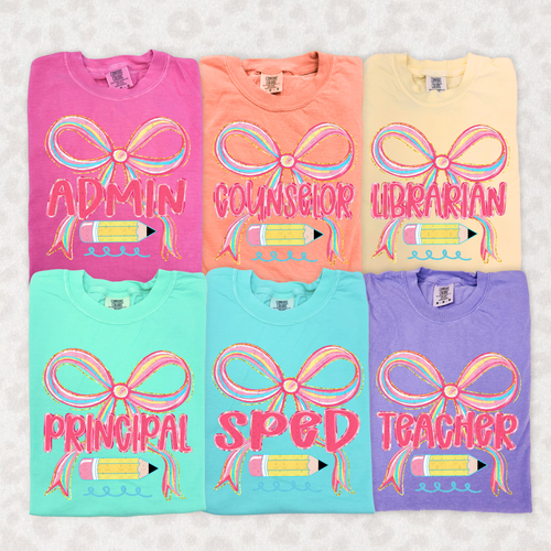 Load image 1 in gallery view. Doodle Bow Staff Shirt