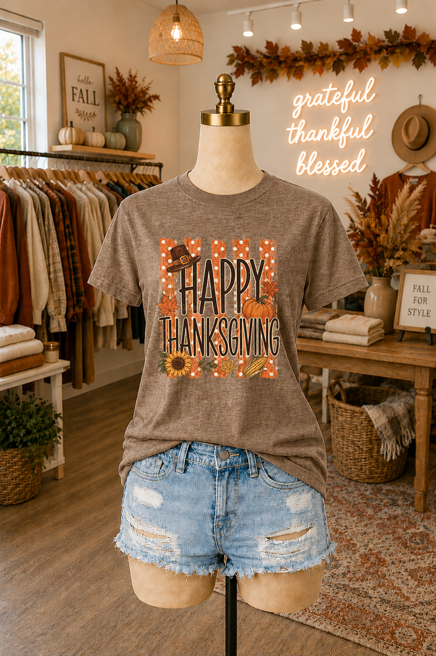 Happy Thanksgiving with Dot Stripes