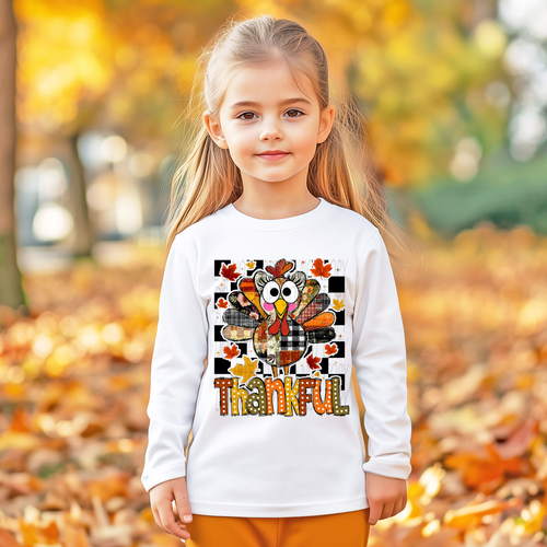 Load image 1 in gallery view. Cute Checkered Thankful Turkey