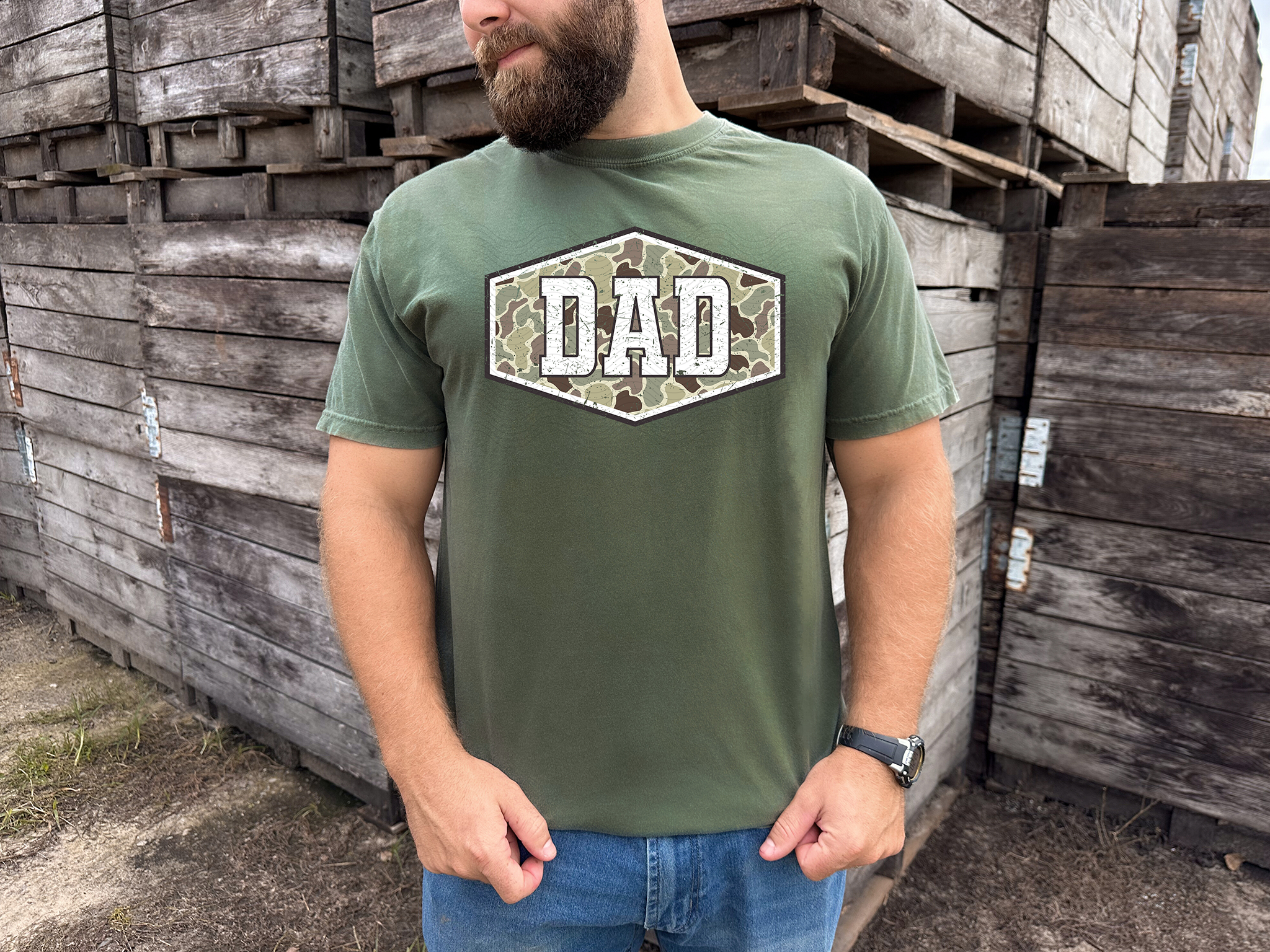 Distressed Camo Dad