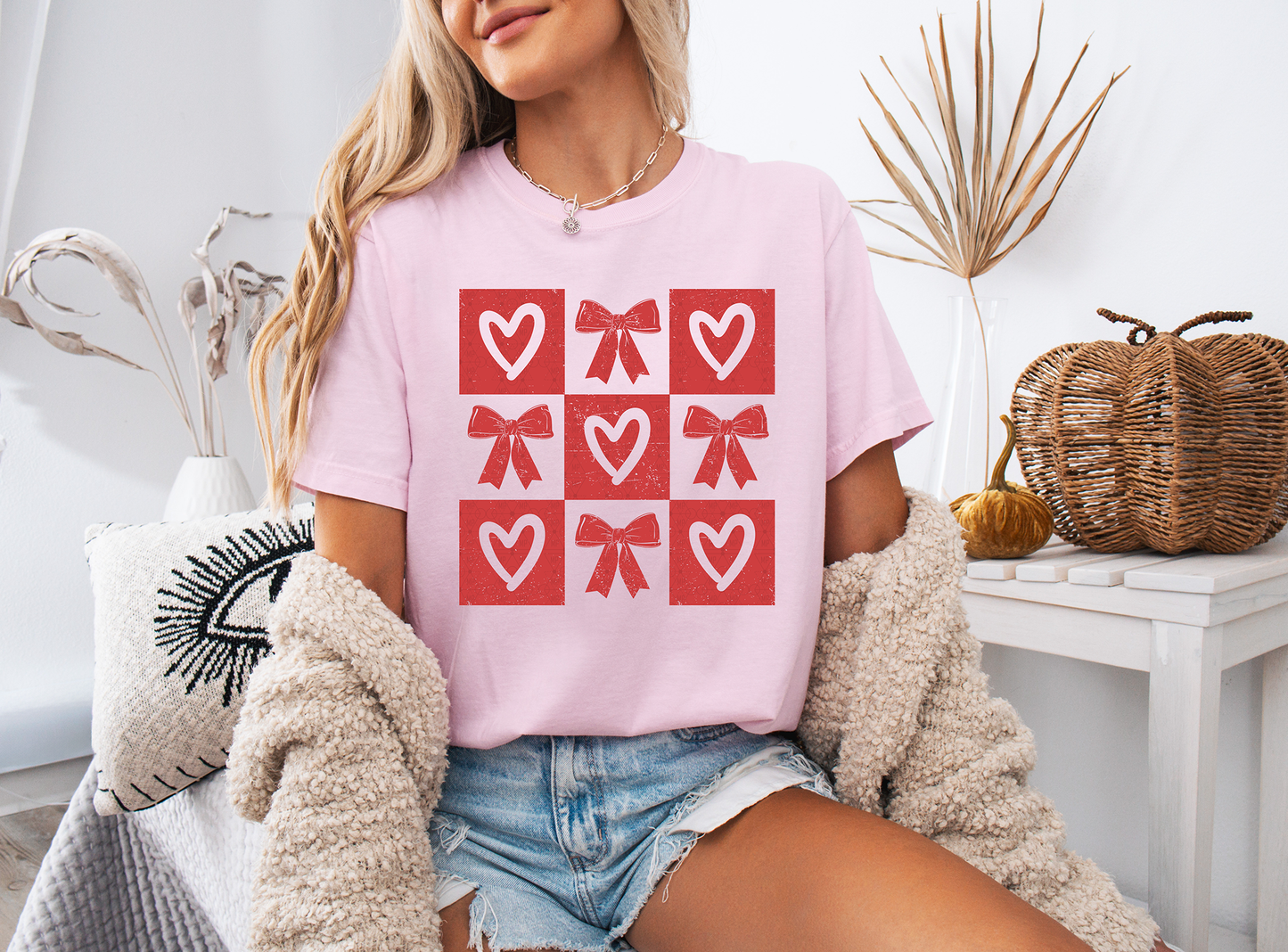 Checkered Hearts and Bows