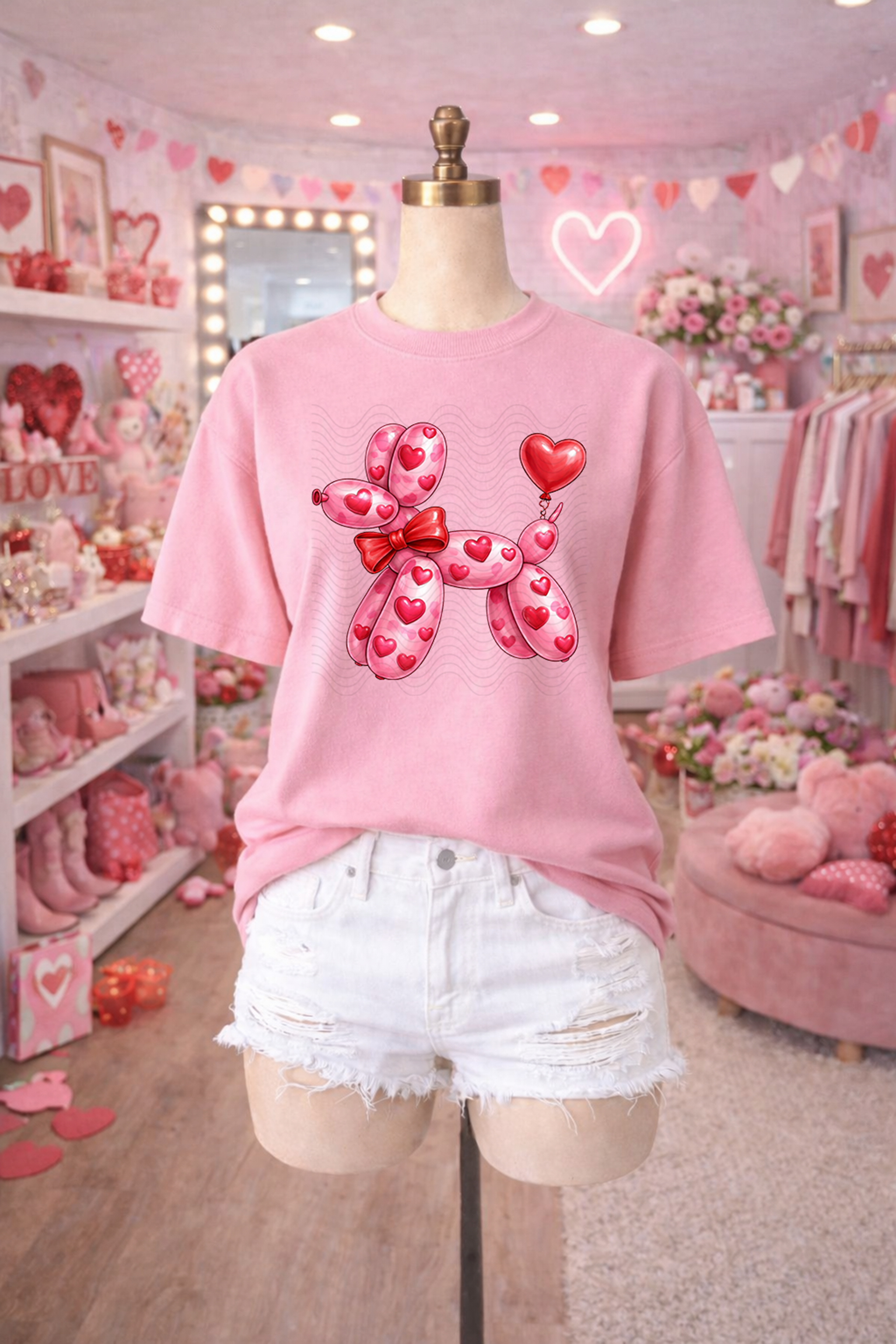 Valentine Balloon Dog with Balloon Tail