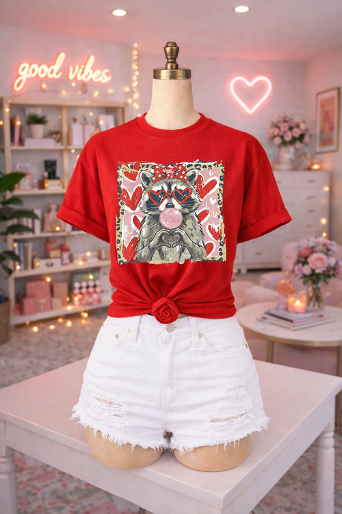Load image 1 in gallery view. Leopard Doodle Raccoon Valentine