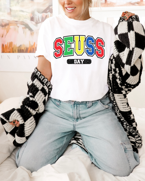 Load image 1 in gallery view. Faux Sparkle Seuss Day