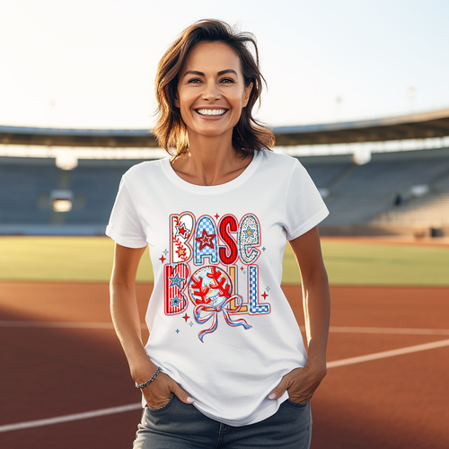 Load image 1 in gallery view. Funky Baseball Red White and Blue