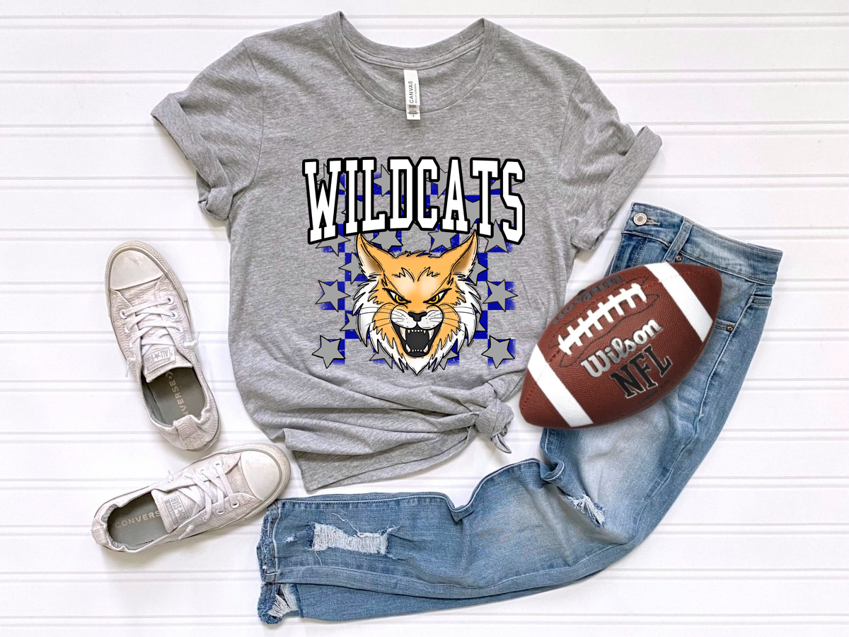 Checkered Wildcats Blue