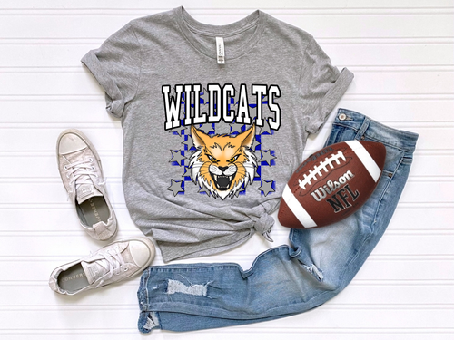 Load image 1 in gallery view. Checkered Wildcats Blue