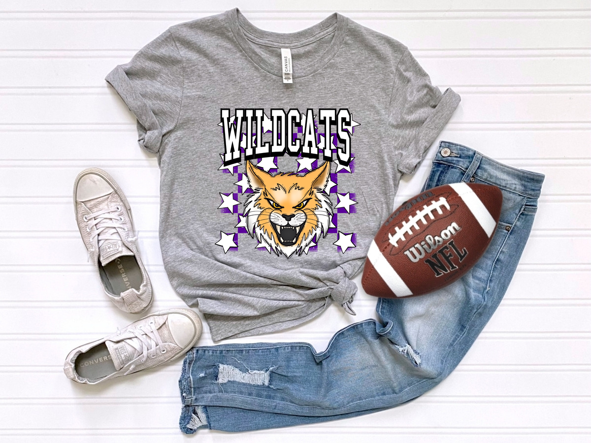 Checkered Wildcats Purple