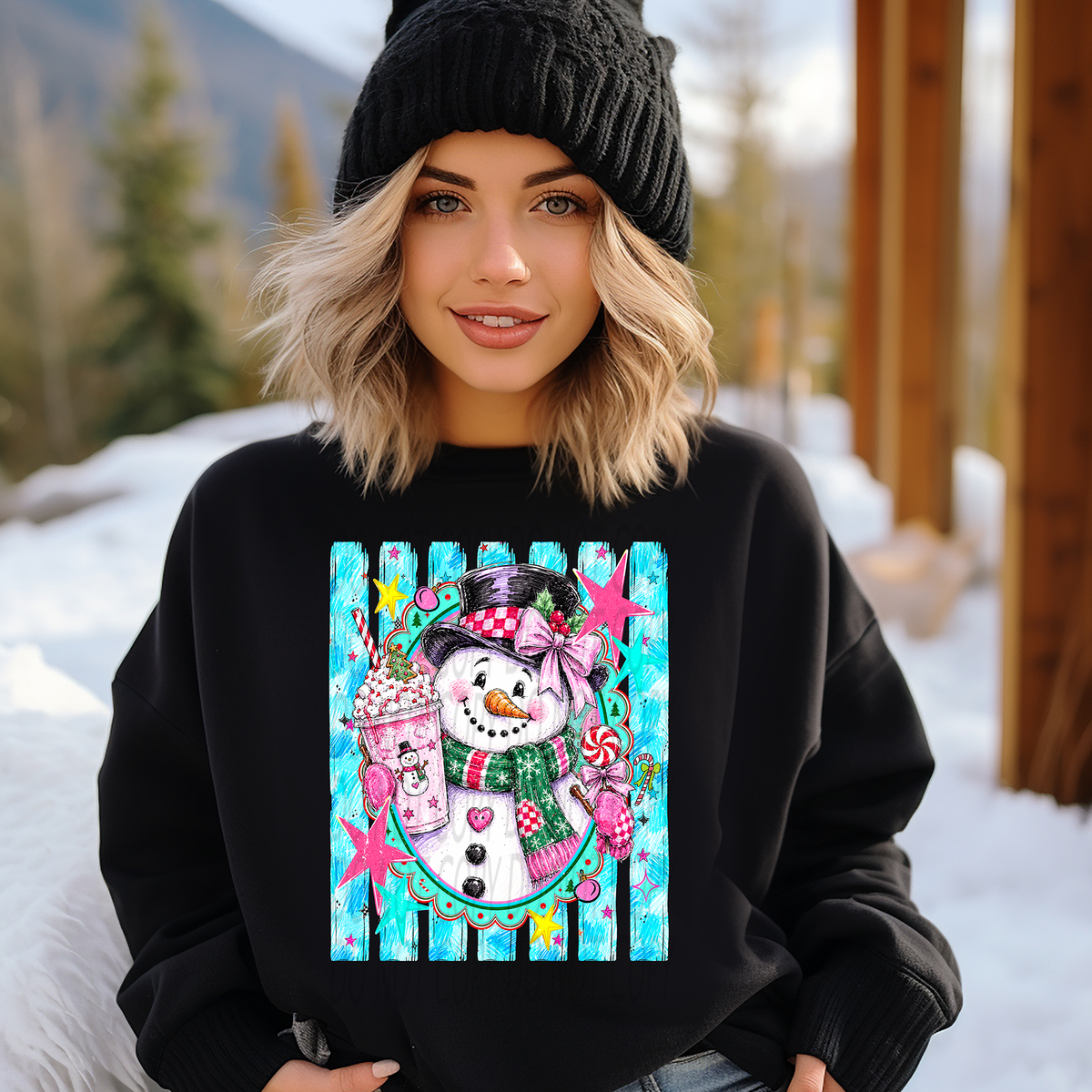 Bright Snowman Stripes and Frame