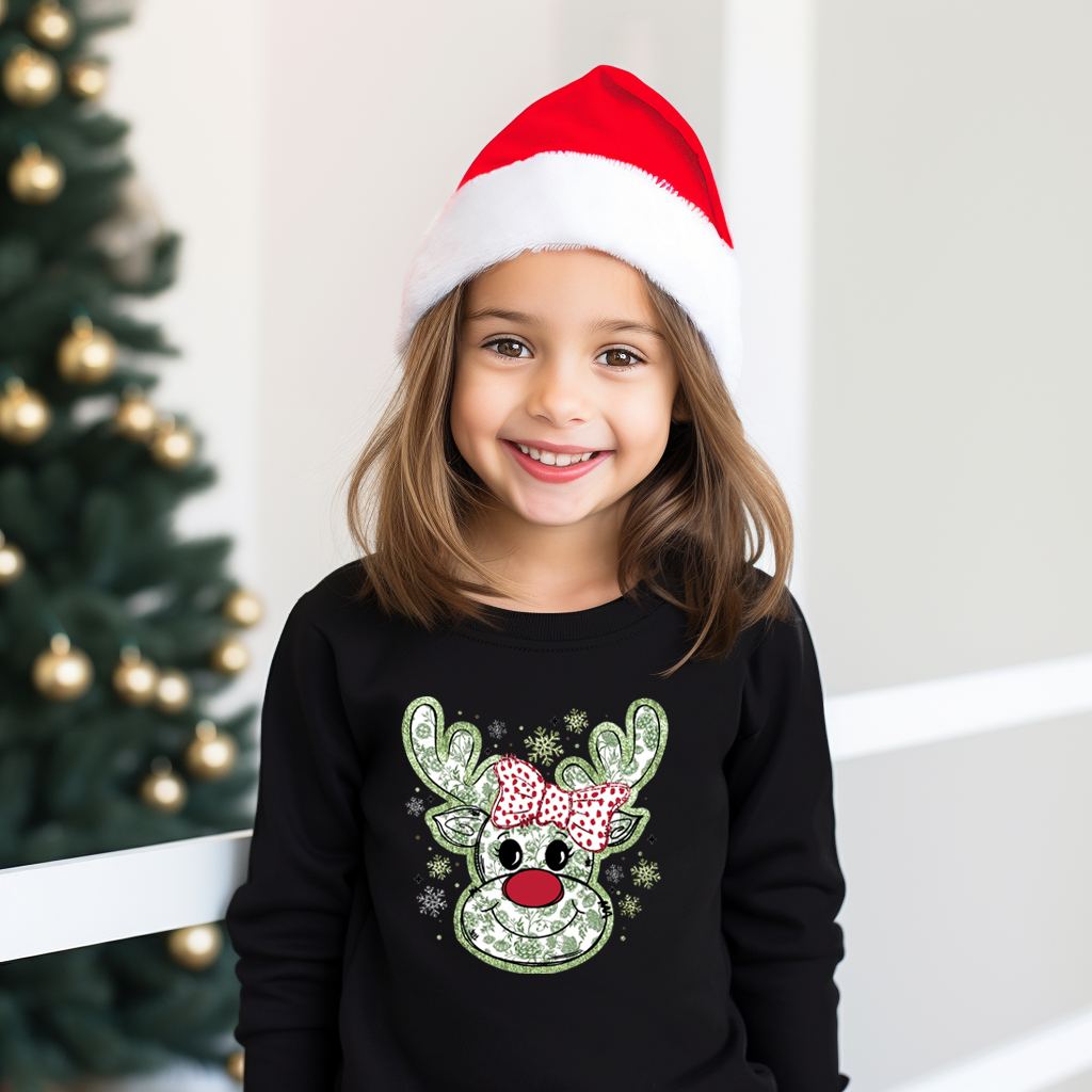 Green Floral Reindeer