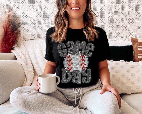 Load image 1 in gallery view. Baseball Game Day Faux Sequin