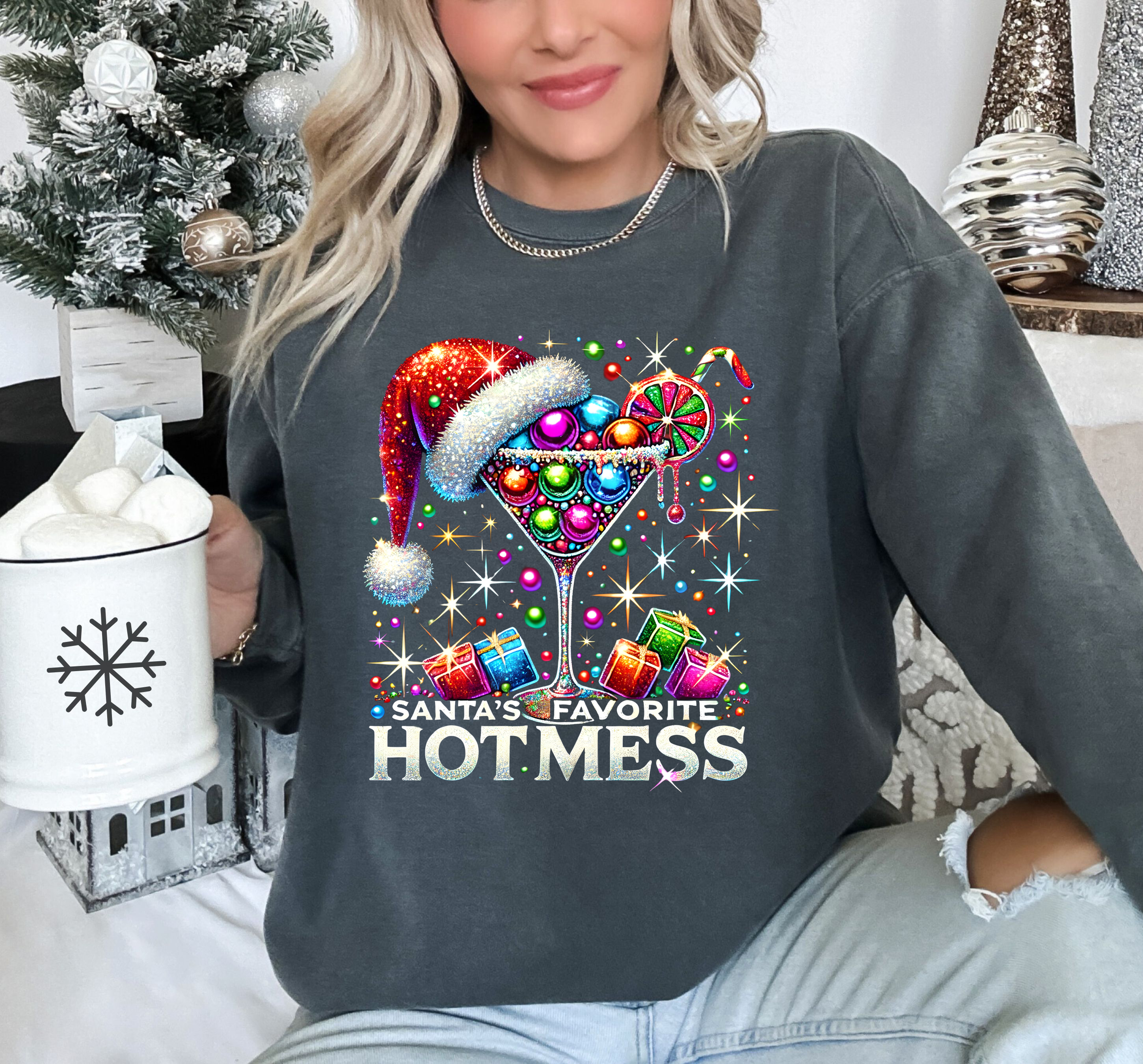Faux Rhinestone Santa's Favorite Hot Mess