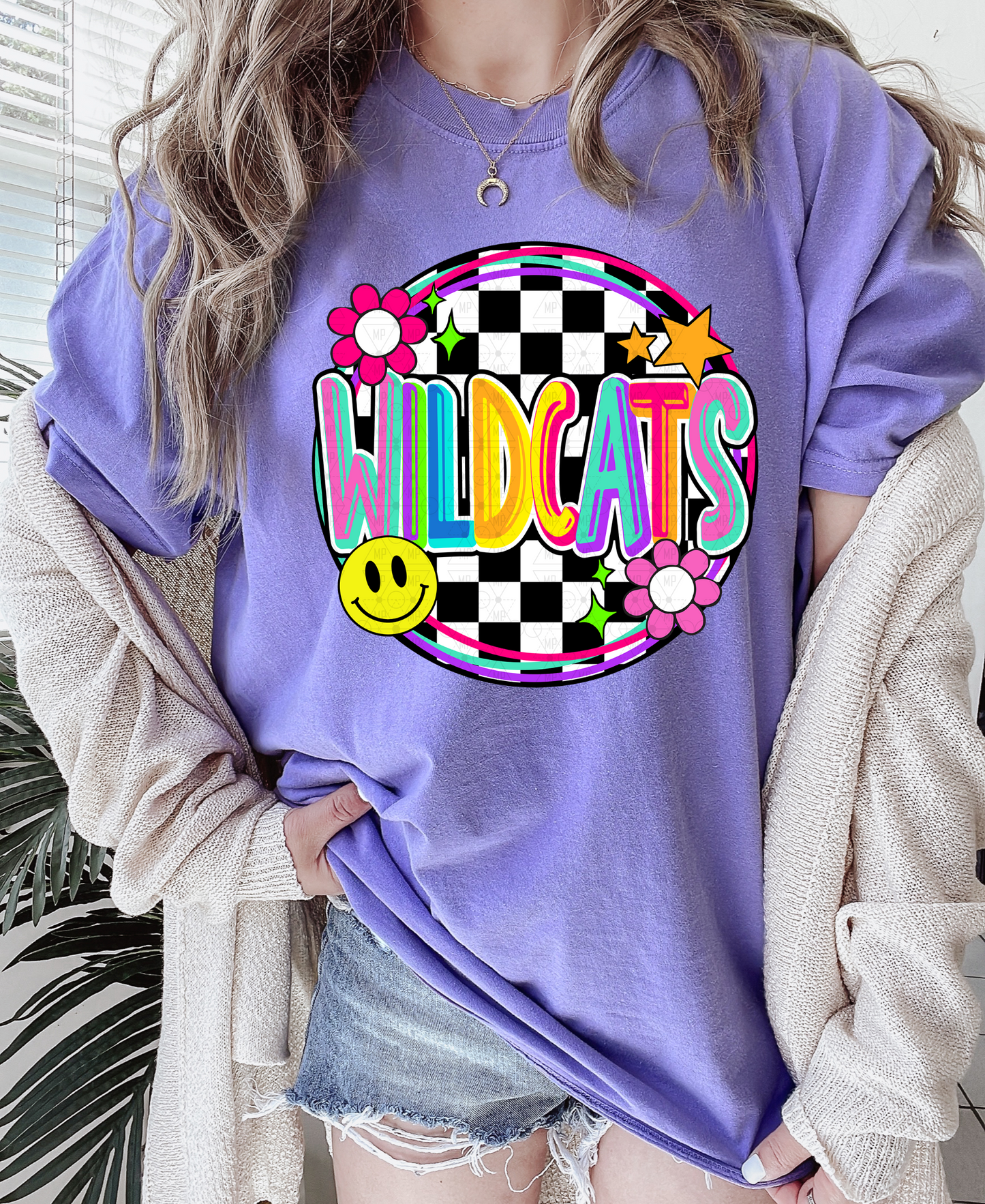 Cute Checkered Wildcats Circle