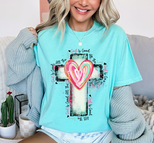 Load image 1 in gallery view. Distressed God Is Good All The Time  Cross