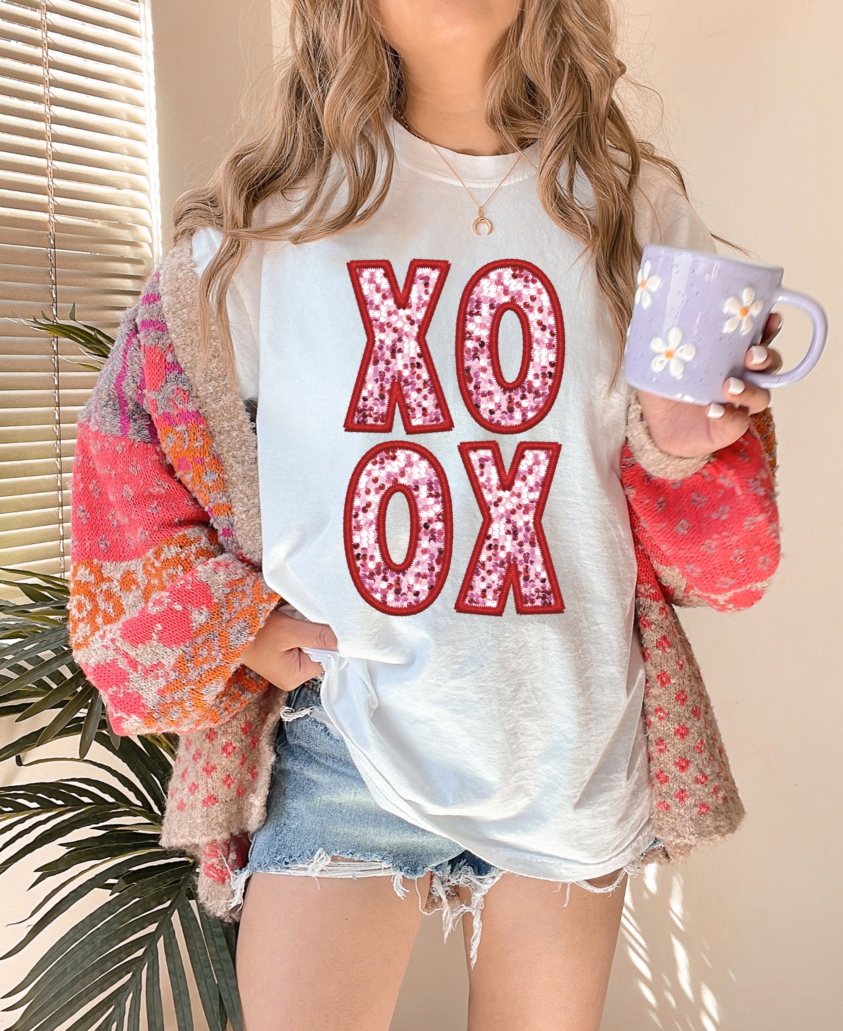 XOXO Faux Sequin Stacked
