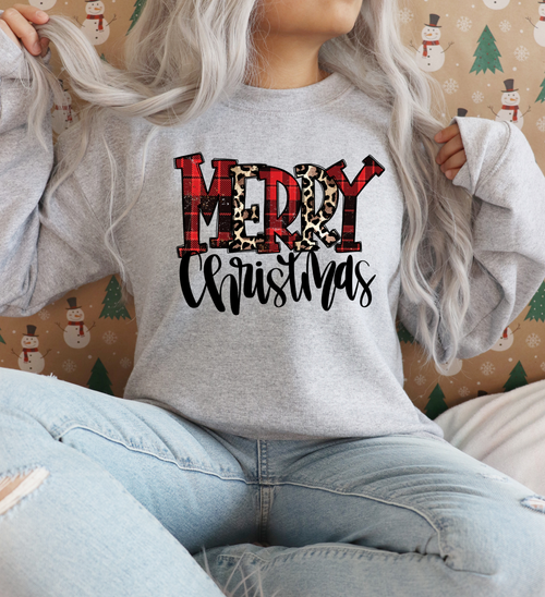 Load image 1 in gallery view. Buffalo Plaid Leopard Merry Christmas