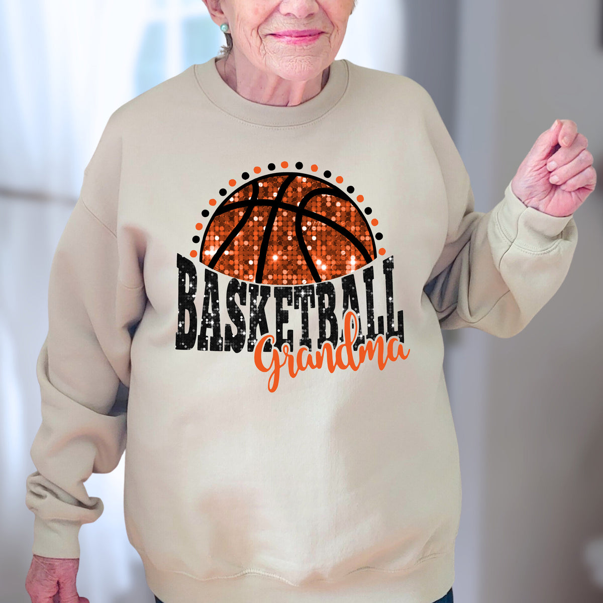 Basketball Grandma Faux Sequin