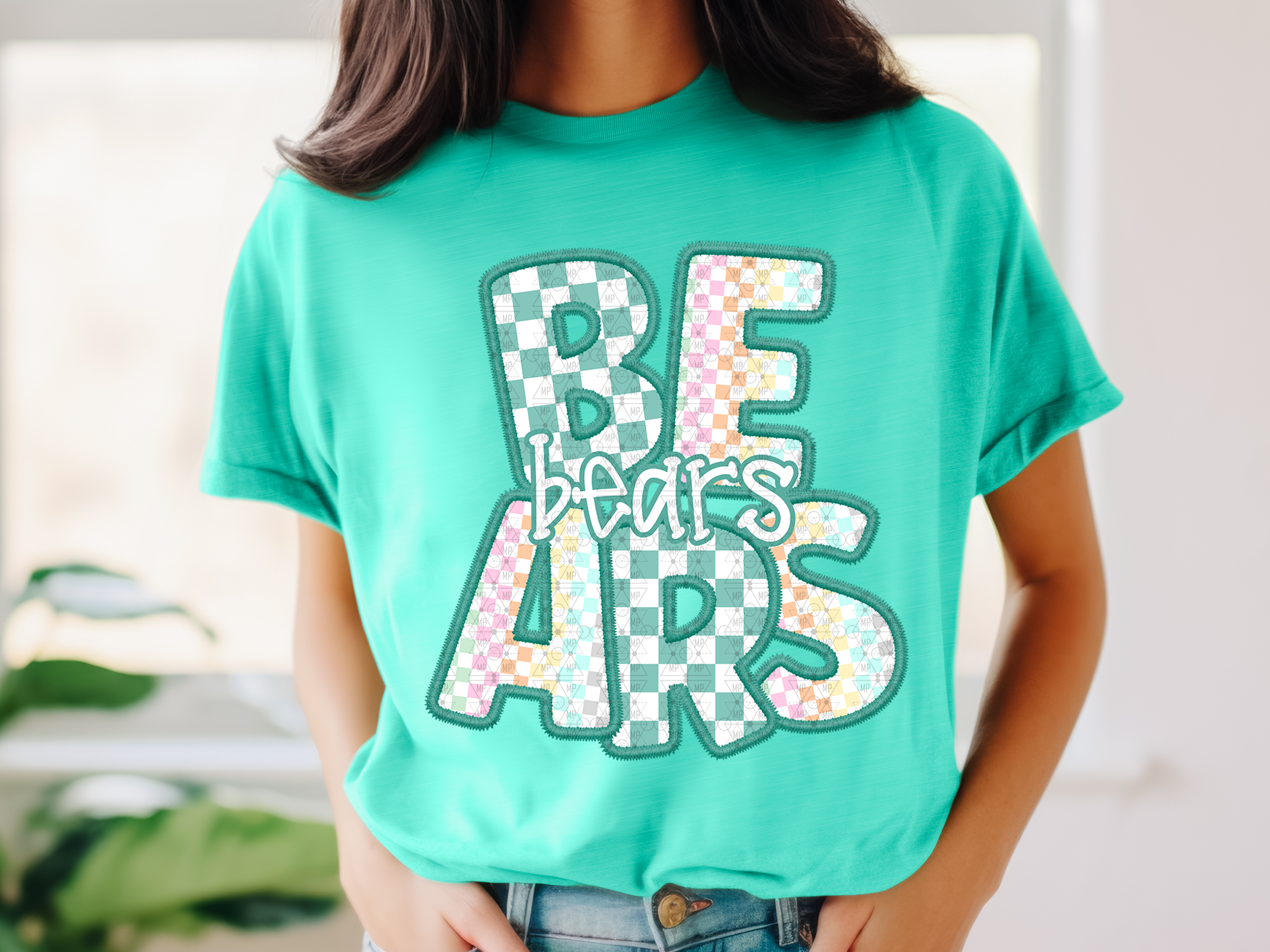 Teal Checkered Bears