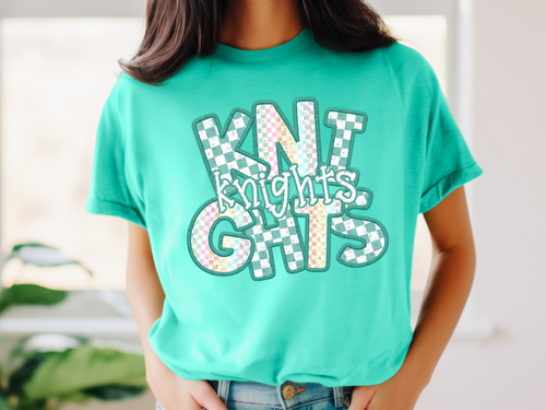 Load image 1 in gallery view. Checkered Teal Knights