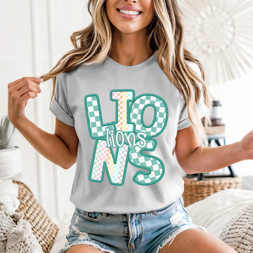 Load image 1 in gallery view. Checkered Teal Lions